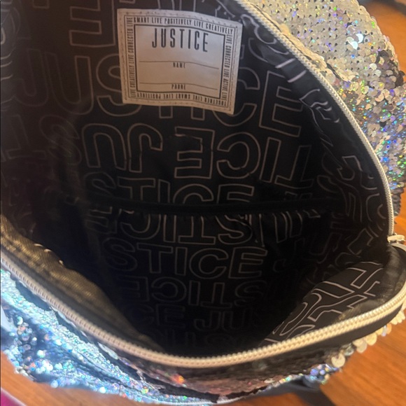 Justice Iridescent Sequin Backpack with Black Details - Picture 4 of 5